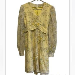 🏷 vintage handmade cottage core yellow floral midi dress